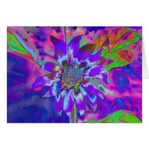 Girasol púrpura azul abstracto   funky retro