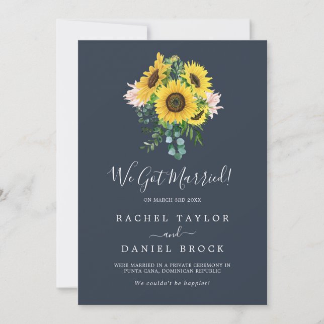 Girasol ruso | Invitación de Elopement de la Armad (Anverso)