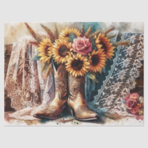 Girasol Rústico, Cowboy Boots Lace 2 Papel de teji