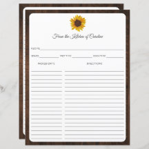 Girasol Rústico de la Receta de Madera Tarjeta Bin