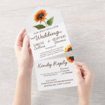 Girasol todo en una invitación de matrimonio