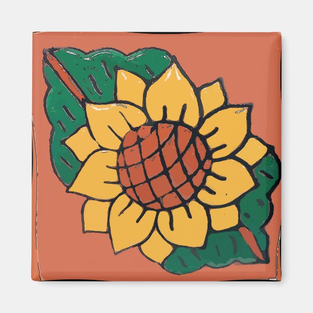 Girasol, Ucrania, imán de mosaico (Frente)