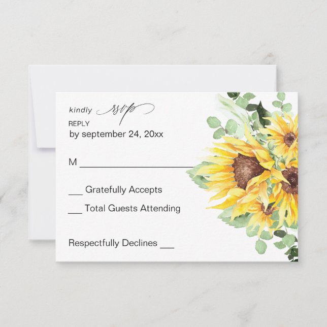 Girasol y Eucalipto MOD Floral no carne RSVP (Anverso)