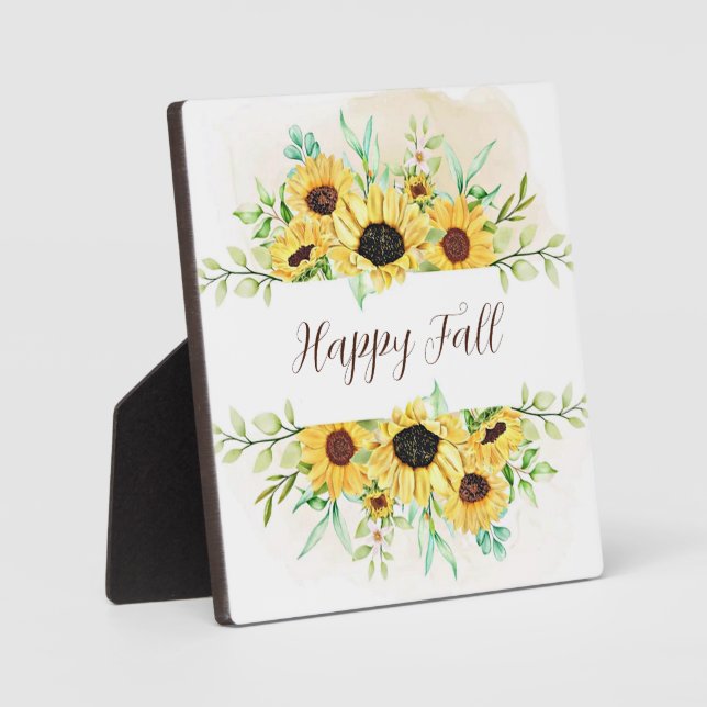 Girasoles de otoño marco con texto personalizable  (Anverso)