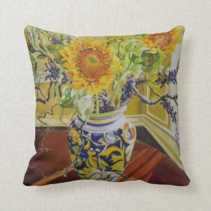 Girasoles en un Cojín decorativo italiano del