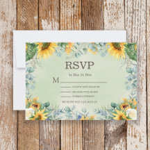 Girasoles Eucalyptus deja la tarjeta RSVP Wedding
