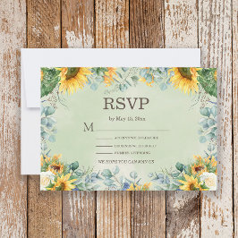 Girasoles Eucalyptus deja la tarjeta RSVP Wedding