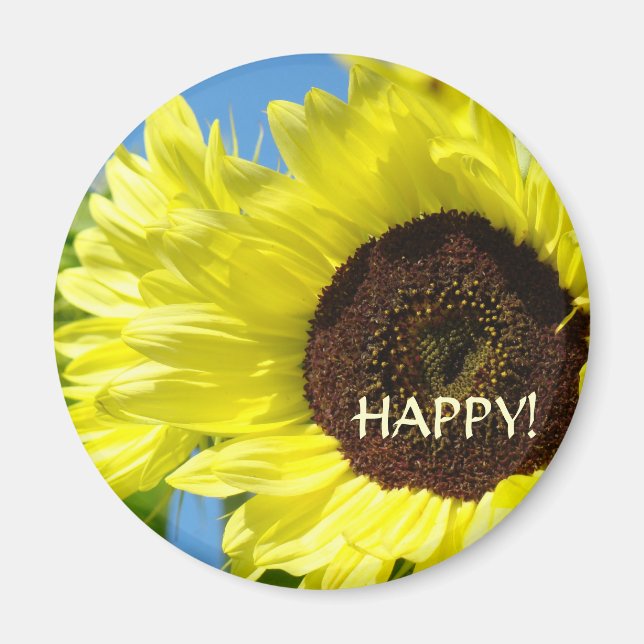 Girasoles Feliz! Imanes Amarillo Flores de Sol (Frente)