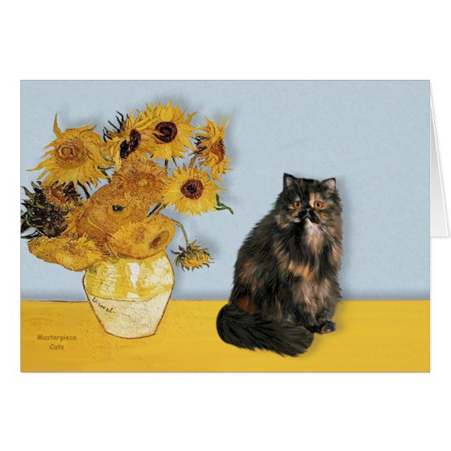 Girasoles - gato persa calico (Anverso (Horizontal))