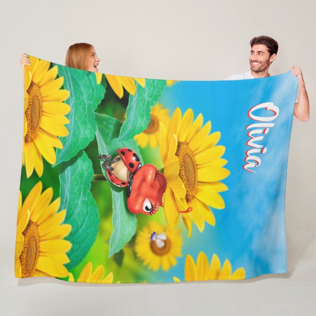 Girasoles gigantes de la mariquita de la manta del (In situ)