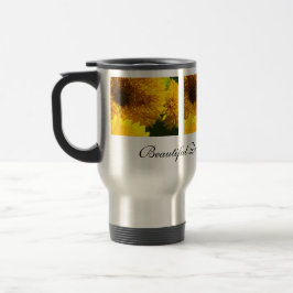 Girasoles hermosos de la taza de café de la nuera