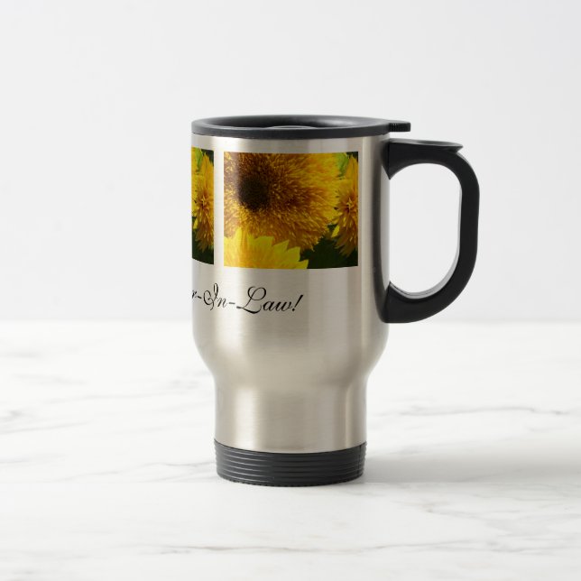 Girasoles hermosos de la taza de café de la nuera (Derecha)