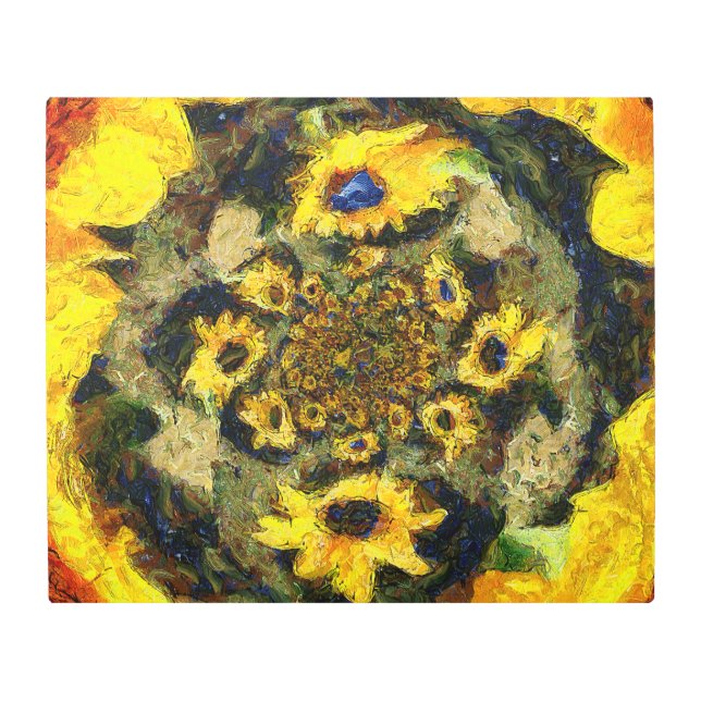 Girasoles infinitos en el arte Metalizado azul (Anverso)