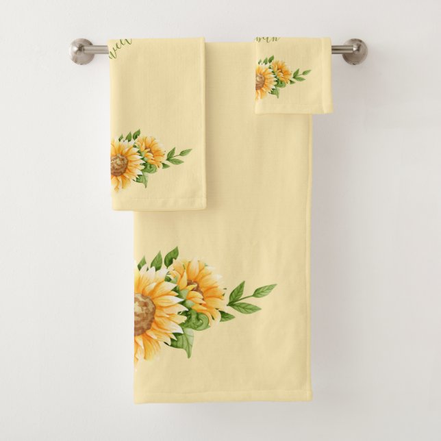 Girasoles Monograma Amarillo Verde Floral Flores  (In situ)