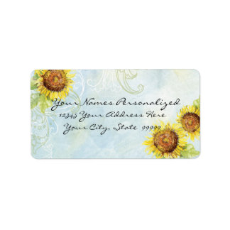 Girasoles 'n Swirls, etiquetas de invitación de bo