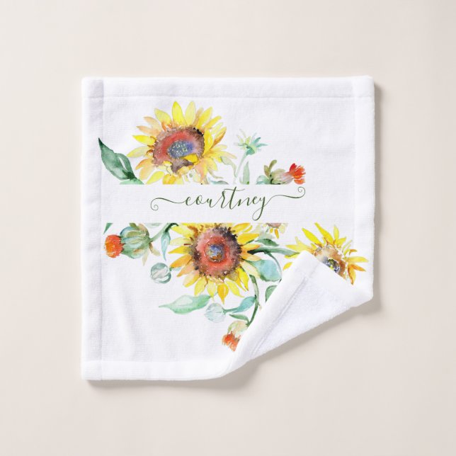 Girasoles personalizados acuarela    (Toallita)