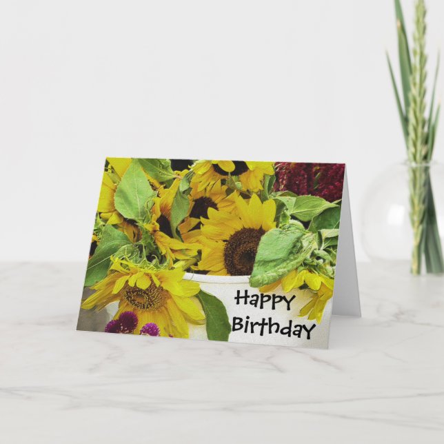 Girasoles que esperan la tarjeta en blanco del (Anverso)