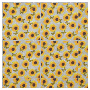 Girasoles Sobre Plata, Tela de Algodón