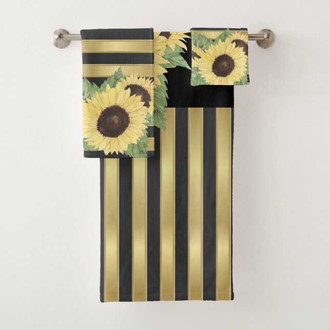 Girasoles sobre rayas negras doradas (In situ)