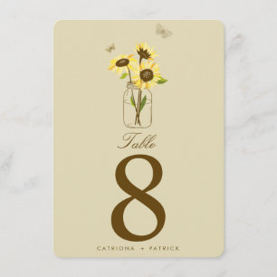 Girasoles Vintage en Números de Mesa de Tarjeta de