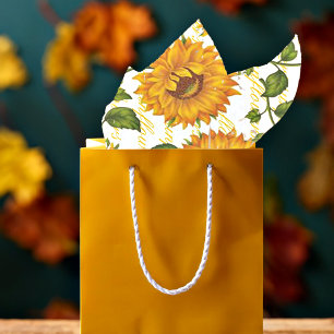 Girasoles y papel de seda con texto