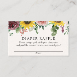 Girasoles y Rosas Diaper Raffle tarjeta de inserci