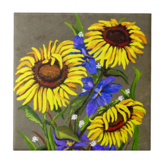 Girasoles y teja de los iris