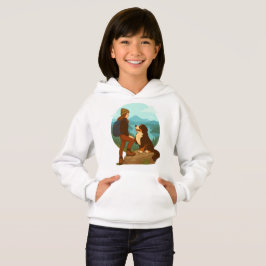 Girl and Mountain Dog Adventure Illustration