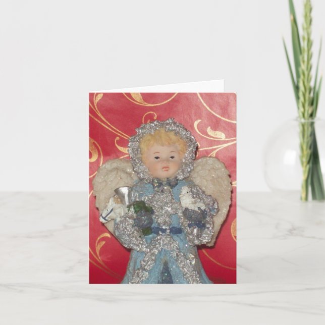 Girl Angel Photo Folded Note Card (Anverso)
