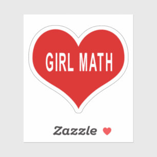 GIRL MATH Pegatina de vinilo corazón rojo de amor