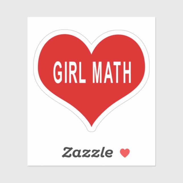 GIRL MATH Pegatina de vinilo corazón rojo de amor (Hoja)