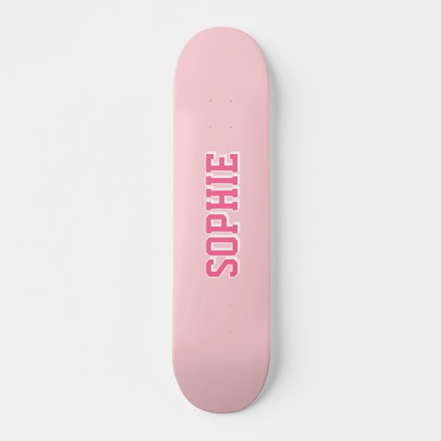 Girl Varsity Pink Skateboard Personalized Name (Anverso )