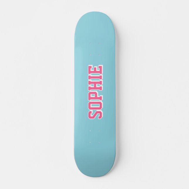 Girl Varsity Pink Skateboard Personalized Name (Anverso )