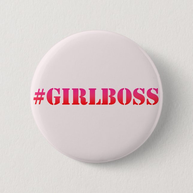 #GirlBoss - rosa - botón de cita divertida (Anverso)