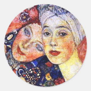 Girlfriend by Gustav Klimt Round Pegatina