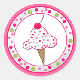 Girlie Ice Cream Cone Birthday Party Pegatina