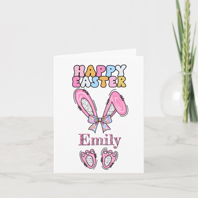 Girls Personalize Happy Easter Bunny Pink (Anverso)