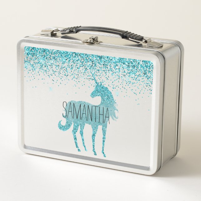 Girly Aqua Purpurina Unicorn (Anverso)