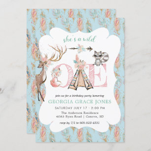 Girly Boho Wild Un Cumpleaños Invitación a Fiesta