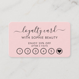 Girly Business Logo Tarjeta de fidelidad rosa eleg