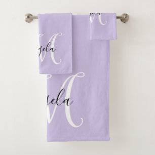 Girly Calligraphy Monogram Pale Lavender