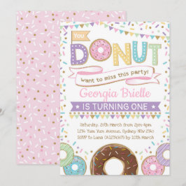 Girly Donut Invitación Doughnut Cumpleaños Sprinkl