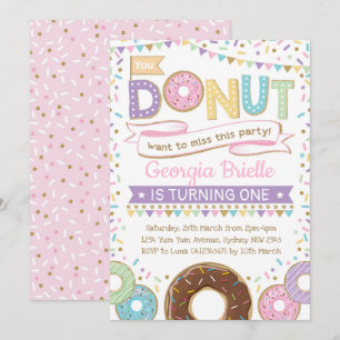 Girly Donut Invitación Doughnut Cumpleaños Sprinkl