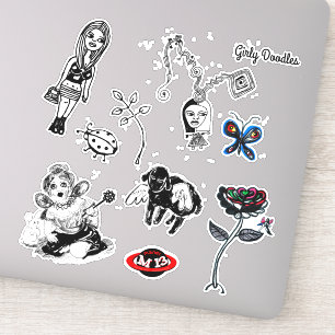 Girly Doodles Pegatina Set