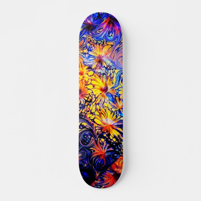 Girly Floral Blue Goddess Art Skateboard Deck (Anverso )