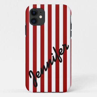 Girly, franjas rojas con el nombre iPhone 5 Funda