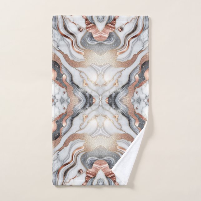 Girly Glam Rosa Plata y Mármol Blanco (Toalla de mano)