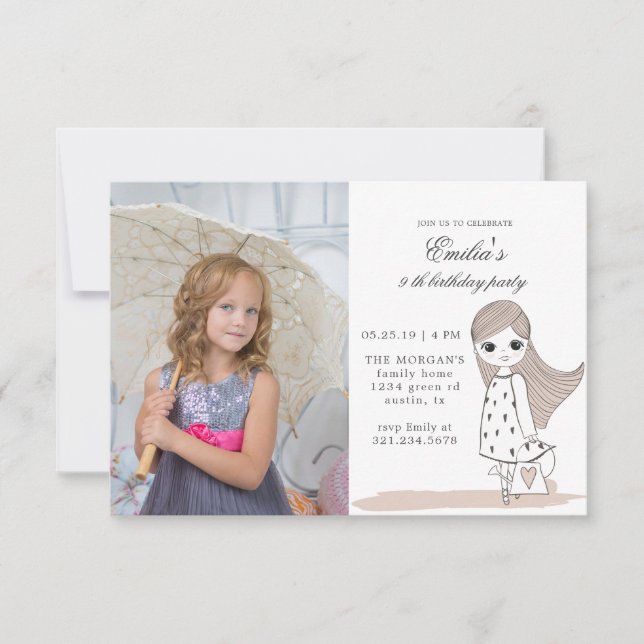 Girly infinito | Tarjeta de fiesta de cumpleaños d (Anverso)