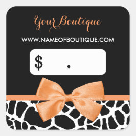 Girly Naranja Bow Giraffe Imprimir Etiquetas de Pr