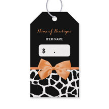 Girly Naranja Bow Giraffe Imprimir Etiquetas Hang 